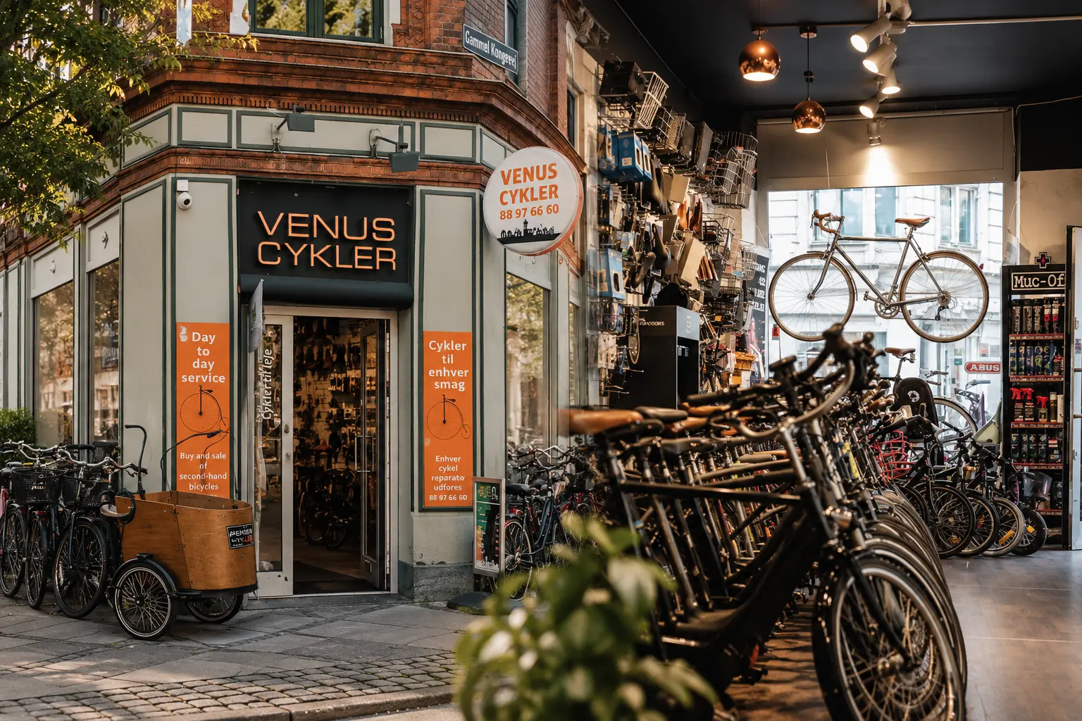 Venus Cyklers facade og butik på Gammel Kongevej