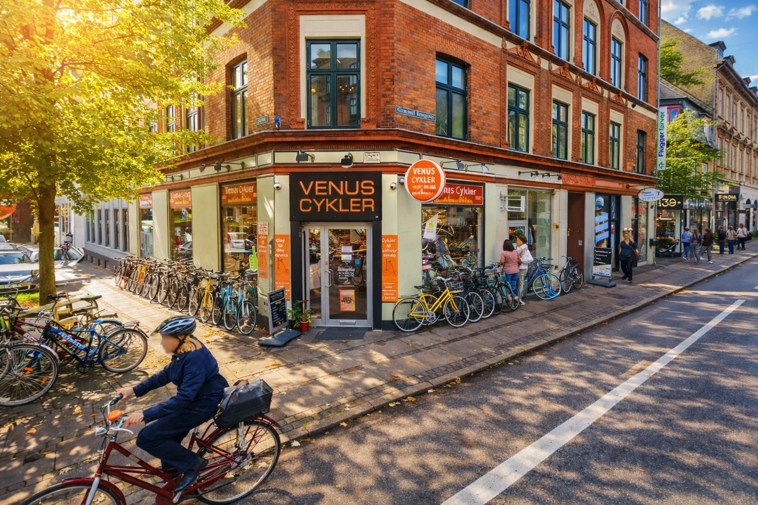Venus Cyklers facade på Gammel Kongevej på Frederiksberg